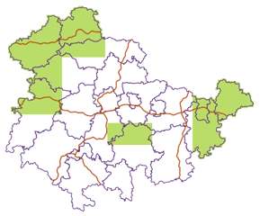 Übersichtskarte Thüringen, neue Orthophotos von 2023 1. Teil, grün markiert
