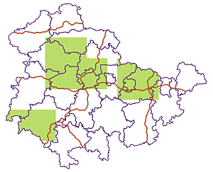 Übersichtskarte Thüringen, neue Orthophotos von 2024 1. Teil, grün markiert