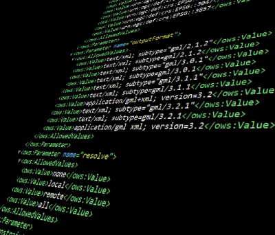 Symbolbild: wfs- xml Ausgabe auf Monitor