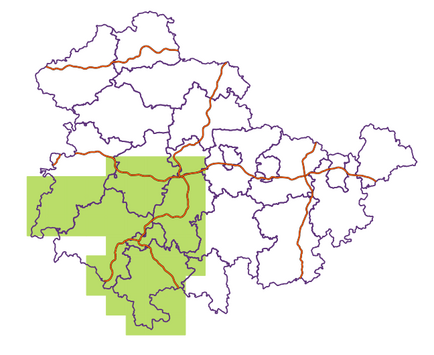 Übersichtskarte Thüringen, neue Orthophotos von 2024 3. Teil, grün markiert