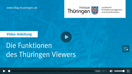 blaues Bild eines Videofensters, Logo Thüringen